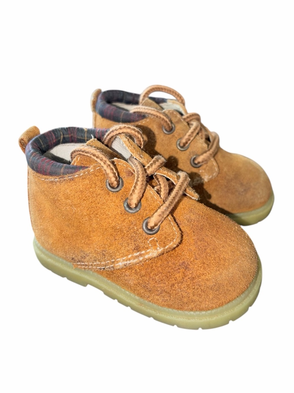 Vintage 90s Gerber Tan Suede Leather Toddler Lace Up Hiking Boots 3 Neutral